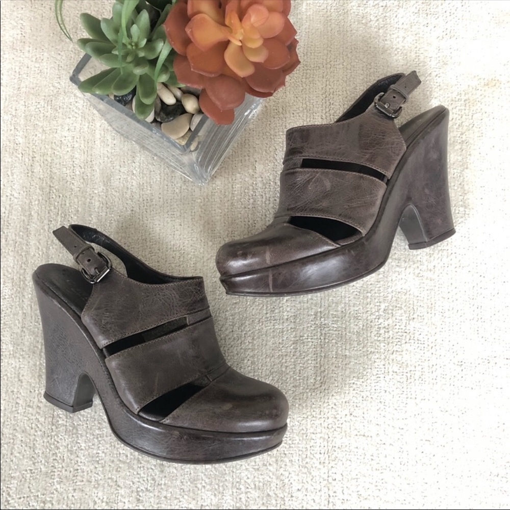 Cordani Leather Cut Out Wedge Clogs